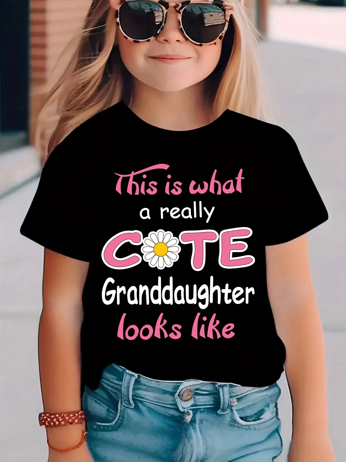 Summer Fashion Children's T-shirt This Is What A REALLY CUTE GRANDDAUGHTER LOOKS LIKE Letter Printed Parent Child Short Sleeve