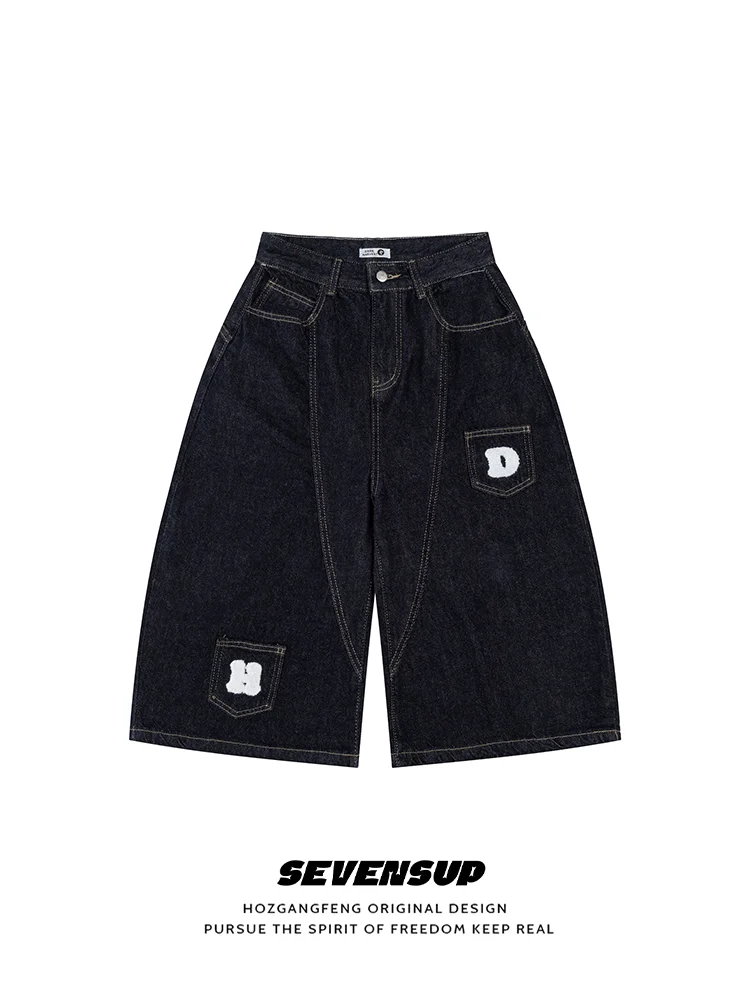 

SEVP американские ретро оригинальные цветные джинсы с вышивкой букв мужские свободные широкие брюки с несколькими карманами молодежная летняя одежда