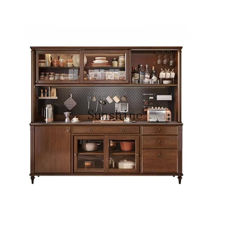 

American solid wood light luxury modern integrated wall wine cabinet small apartment retro