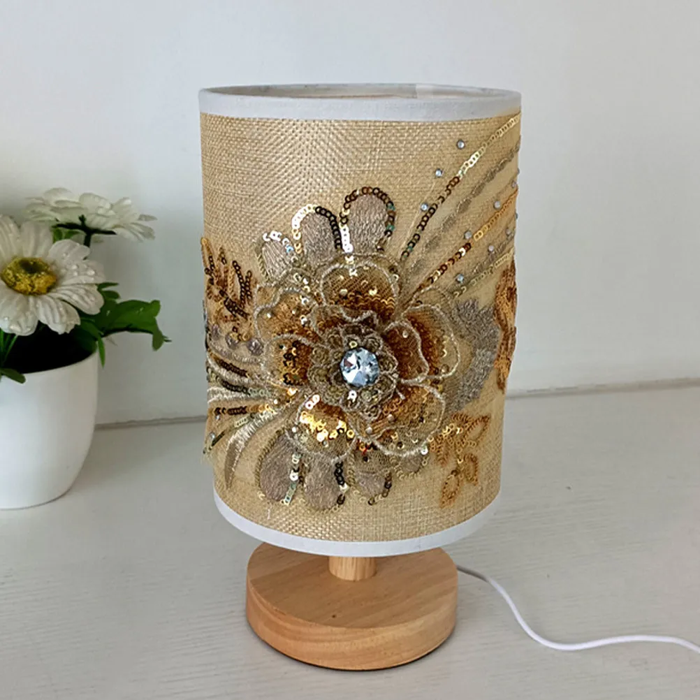 寝室用デスクランプ。3dテキスタイル素材の花柄デザイン。usb接続式。ナイトスタンドライト、装飾用テーブルランプ、卓上ライト。インテリア装飾に。