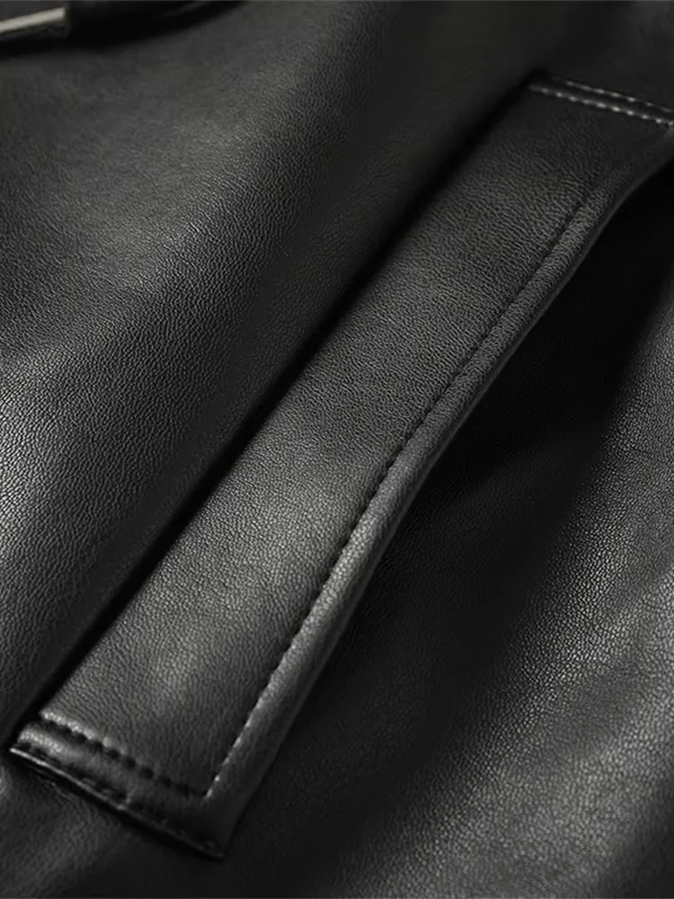 マウロイカルディ 秋冬 ルーズ 厚手 暖かい ブラック PUレザー ジャケット レディース フェイクファー付き 裏地と襟がファーのパーカー 2025