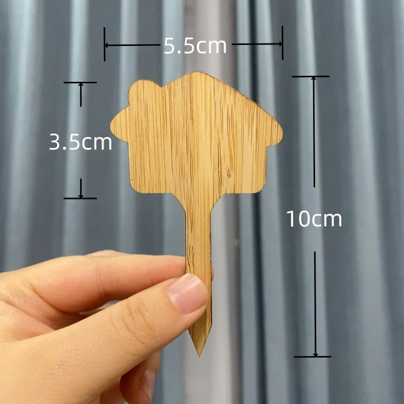 

50pcs-10cm Natural Bamboo Small House Shape Plant Labels Wooden Garden Markers for Seedlings Herbs