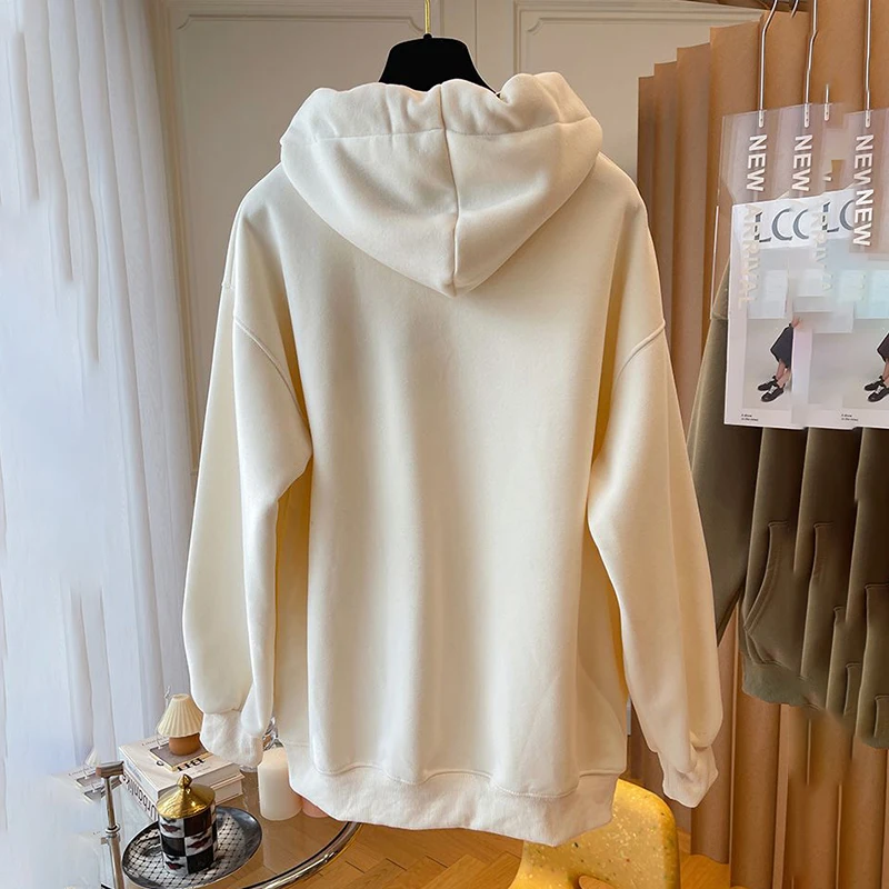 Spring Autumn Women's Loose Hoodie New Fashion Color Blocked Ribbon Female Hooded Casual Pullover Top