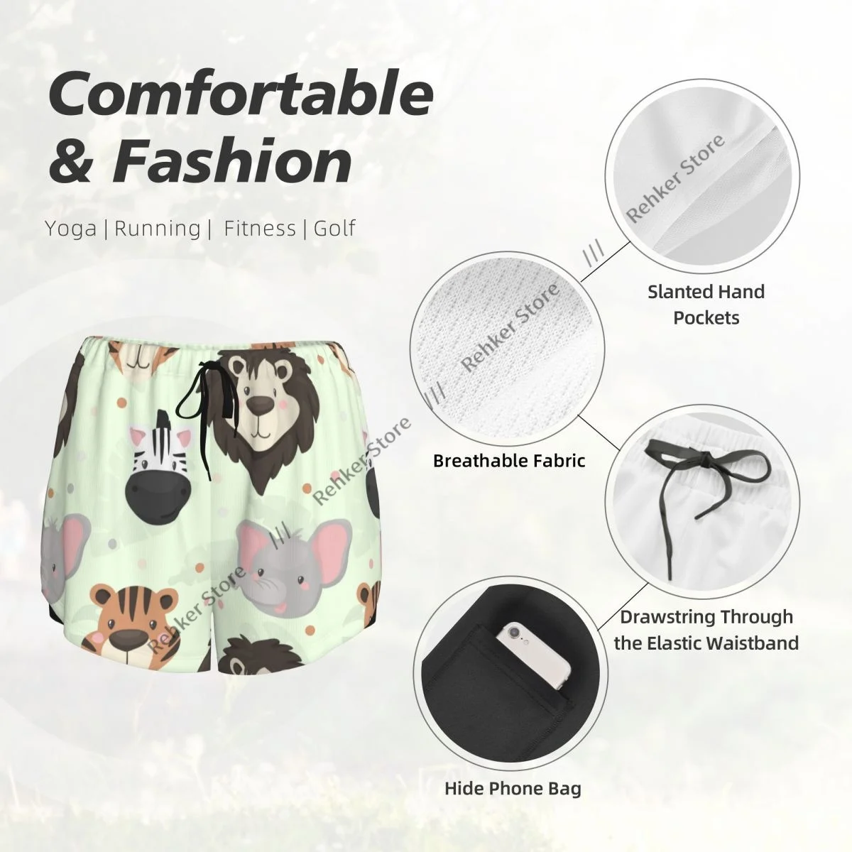 شورت اليوغا للنساء، شورت اللياقة البدنية، شورت رياضي للجري، شورت رياضي سريع الجفاف مع جيب