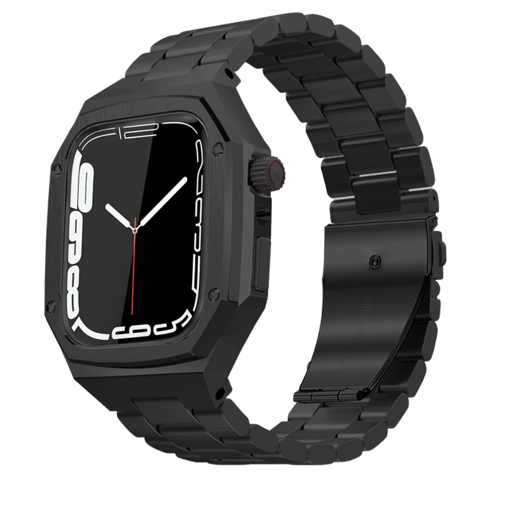 45mm 44mm Modification Kit For Apple Watch Band Stainless Steel Strap+Metal Case for iWatch Series 8 7 6 5 4 SE Luxury Businese