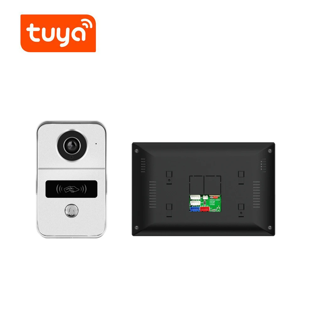 1080P 10 Inch 7 Color Touch Screen Wireless Wifi Video Doorbell Smart TUYA Home Intercom Kit for RFID Access Control System 140°