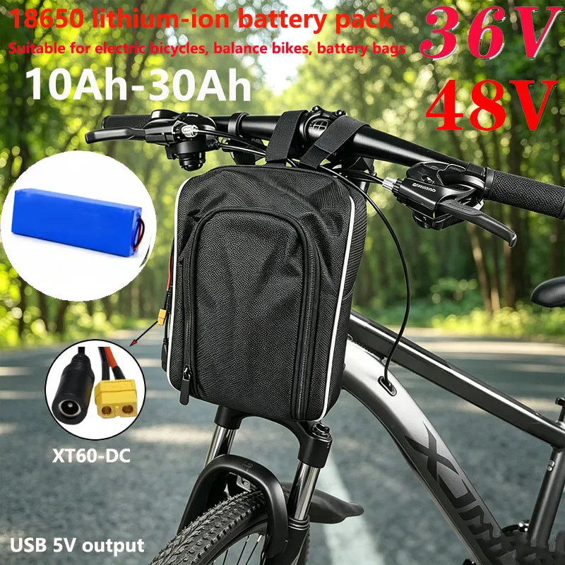 48V 36V 10Ah 12Ah 20Ah 30Ah Electric Bike Battery, 250W-1000W Motorcycle/Scooter/Bicycle Li-ion Battery Pack with Charger