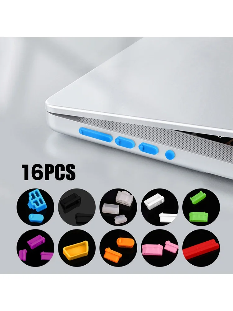 Bouchon anti-poussière universel en silicone pour ordinateur portable, 16 pièces/ensemble, bouchon anti-poussière, Interface d'ordinateur Usb HDMI, couvercle étanche