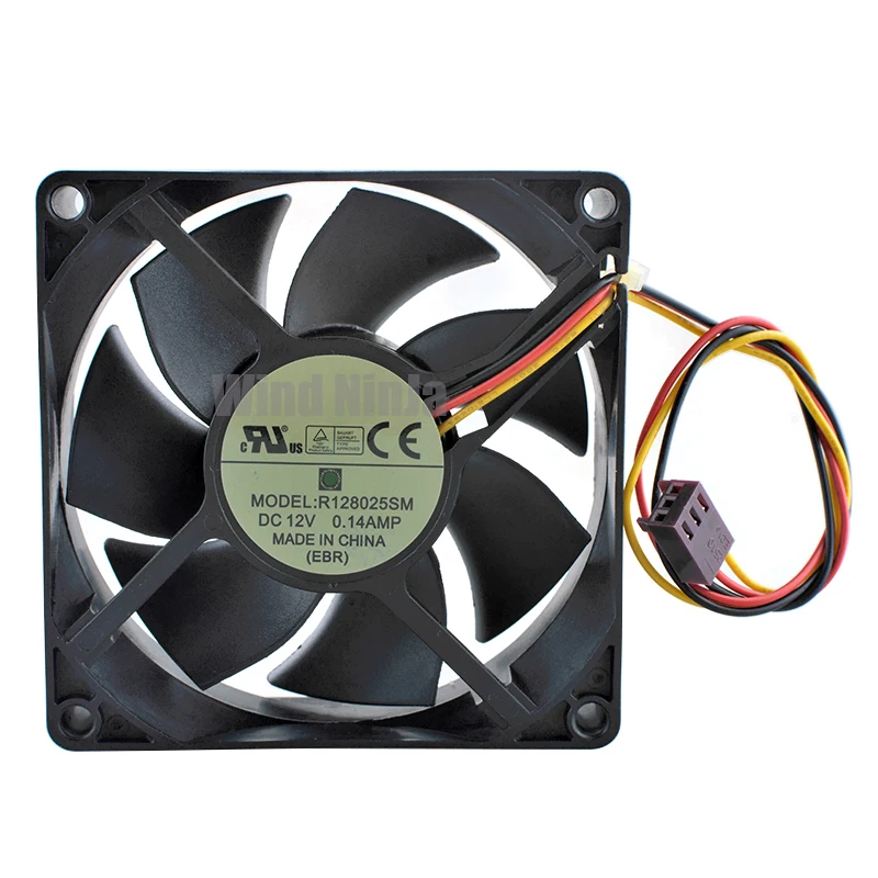 Fan r128025sm, 8cm, 80mm, 80x80x25mm, dc12v, 0.14a, 3 linhas, 3 linhas, monitoramento de velocidade, silencioso, fonte de alimentação, CPU