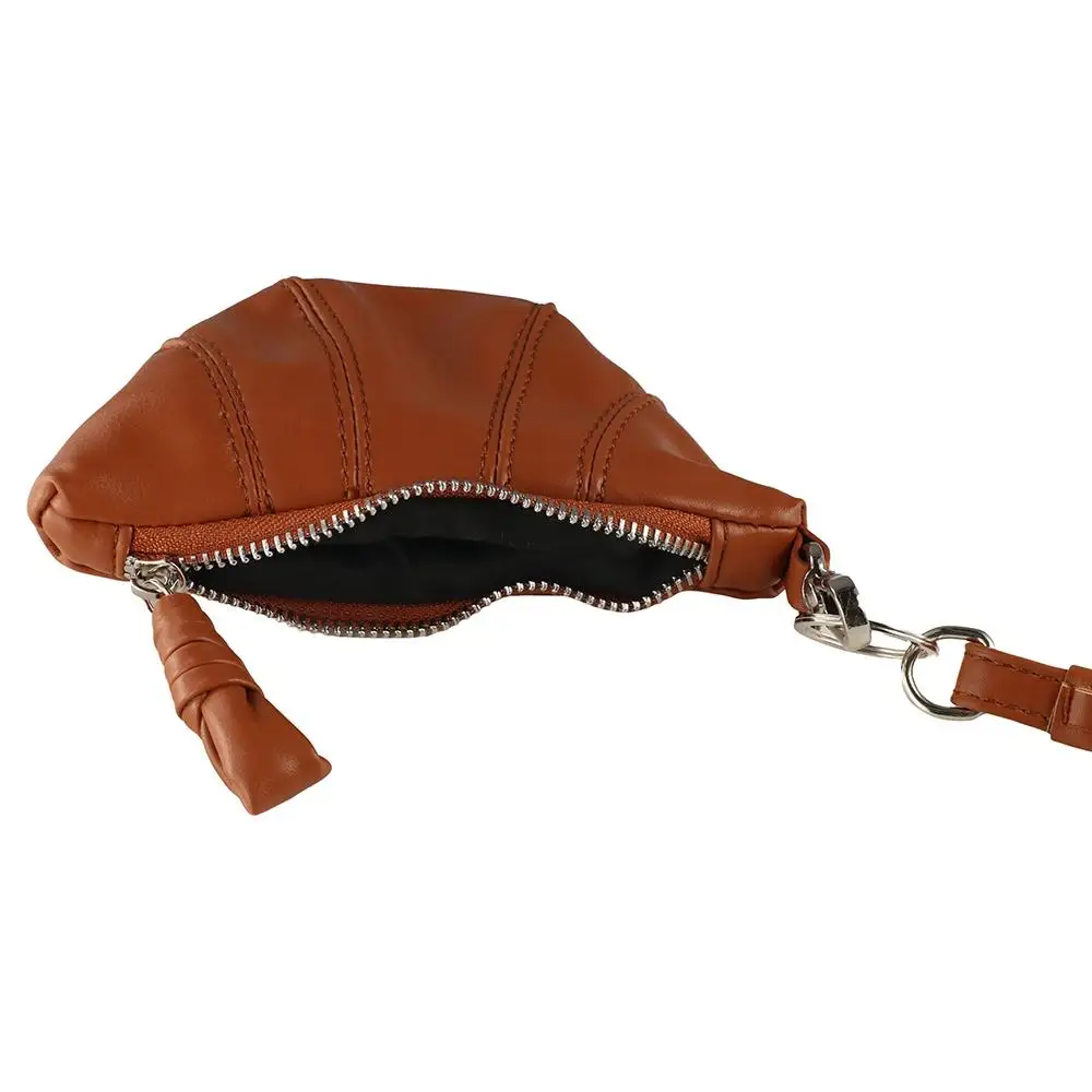 أنيقة بو الجلود بو الكرواسون حقيبة المحفظة الفضة شنقا الرقبة عملة المحفظة حقيبة ماكياج المحفظة في الهواء الطلق