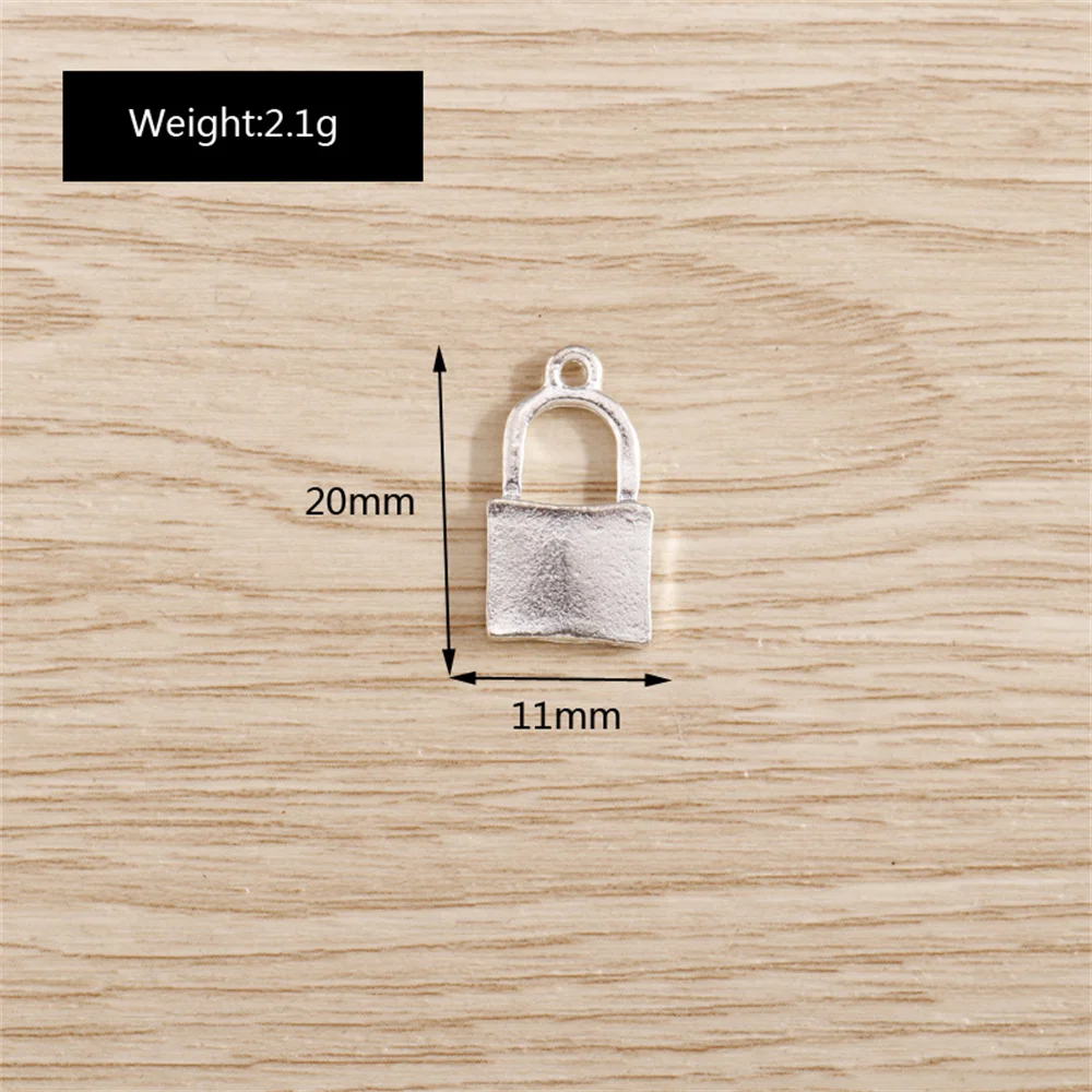 Tusember 10 Stück 11x20mm silberfarbene Vorhängeschloss-Anhänger aus Legierung für Ohrringe, Halsketten, DIY-Schmuckherstellung, handgefertigte Schmuckzubehörteile – Detail 1