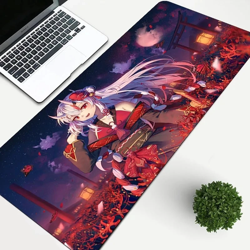 Hololive Anime Mouse Pad Nakiri Ayame Large Gaming Mousepad Anti-Slip Keyboard Mouse Mats Carpet Computer Table Desk Mat