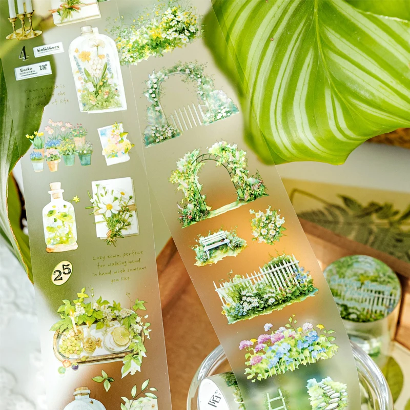 6Style 1Roll/bag Greenery Girl Theme Tape Creative DIY Handbook Material Decorative Scrapbook Picture Book Calendar