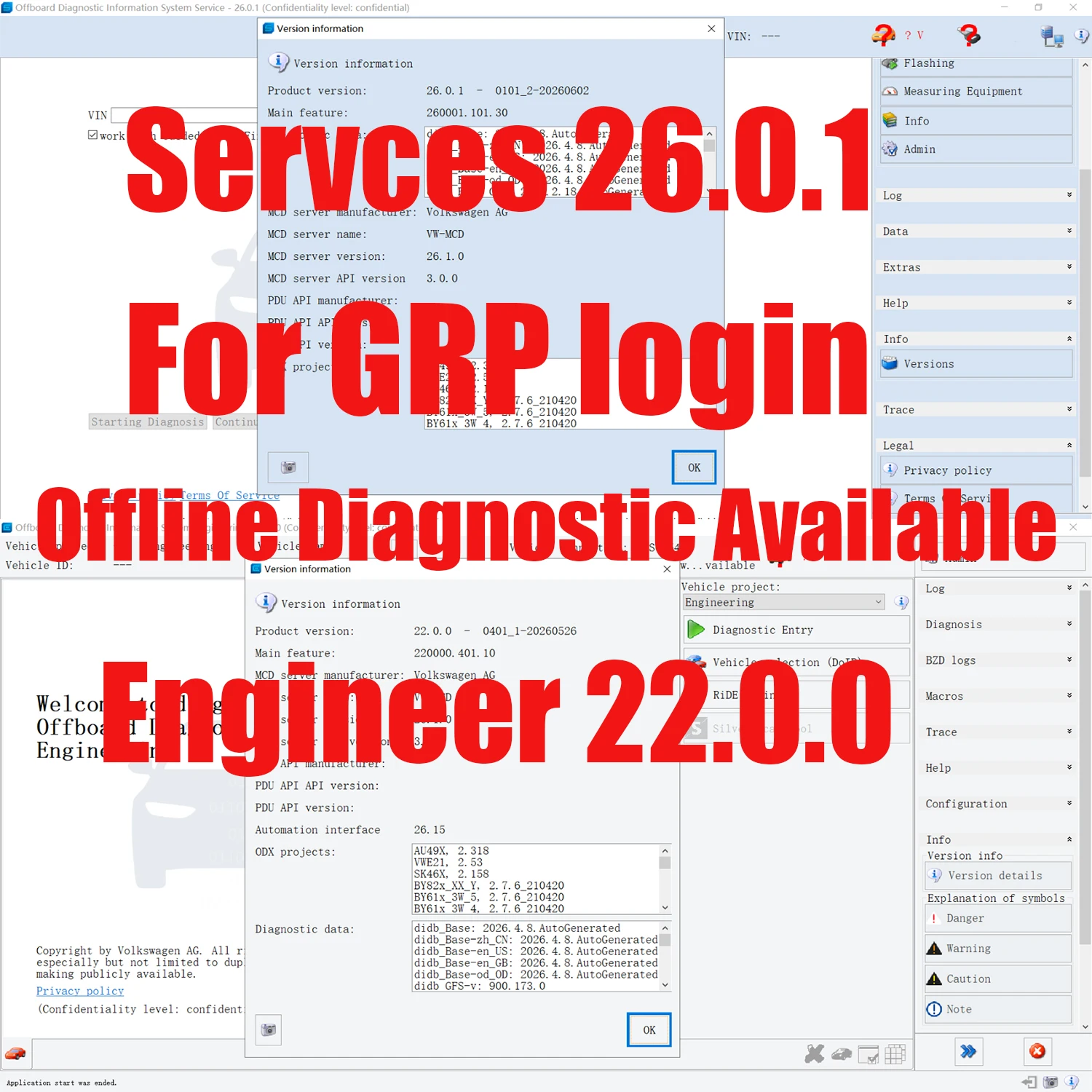 odis-service-s-2601用リモートダウンロードインストールソフトウェア、odis-e-engineering-2200対応、grpログイン対応、6154a-win10対応
