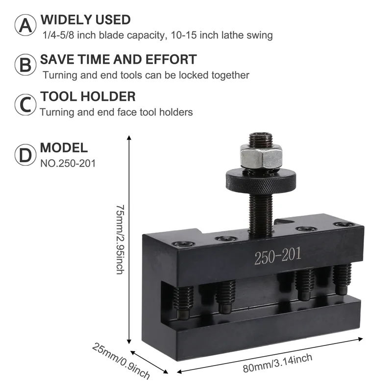 แท่นจับเครื่องมือกลึง CNC แบบเปลี่ยนเร็ว ABWP-10-15 นิ้ว Bxa  1 ตัวจับสำหรับงานกลึงและงานปาด  250-201 สำหรับเครื่องกลึง