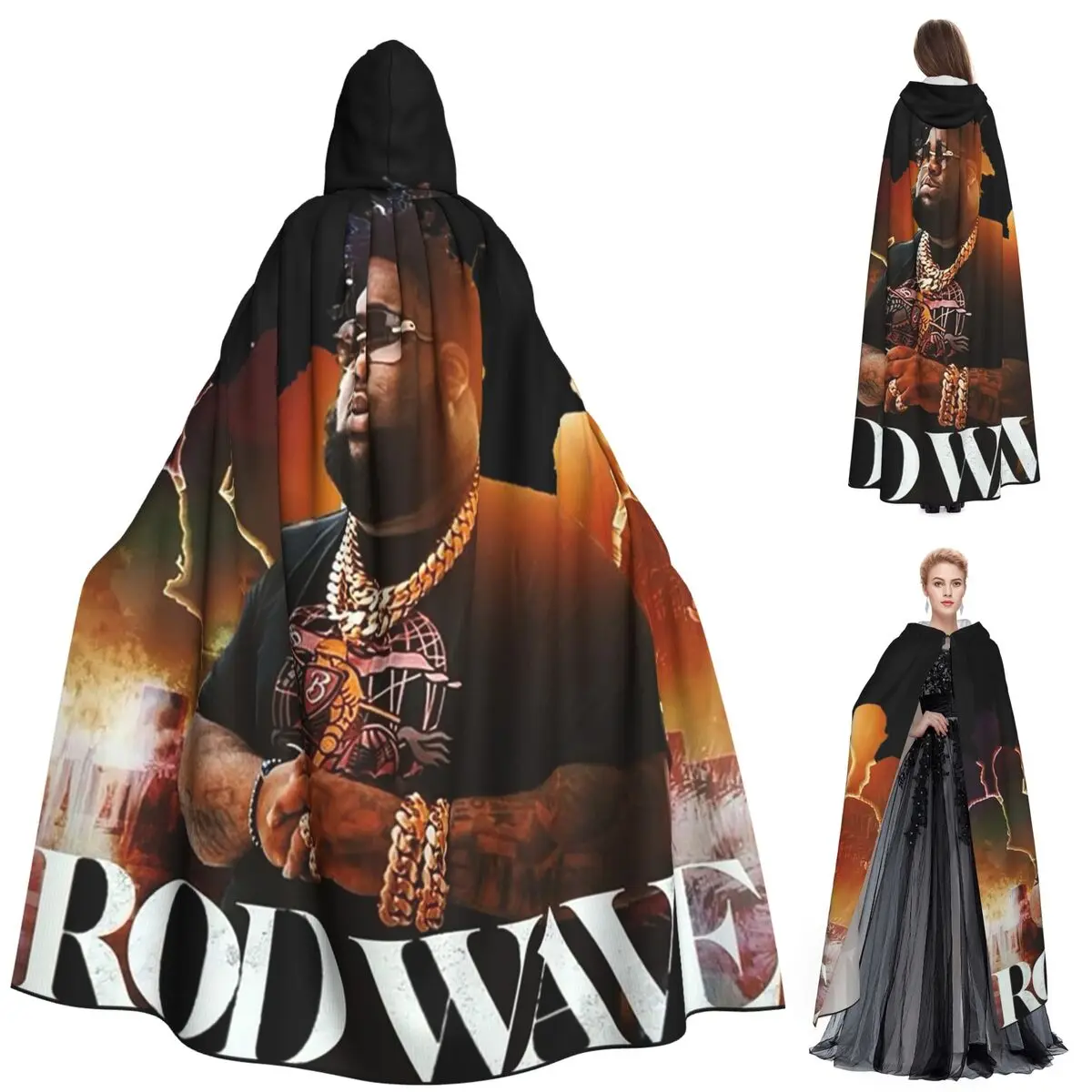 

Длинный плащ с капюшоном Rod Wave, средневековый костюм ведьмы, накидка для косплея, накидка на Хэллоуин, вампир, для взрослых, унисекс