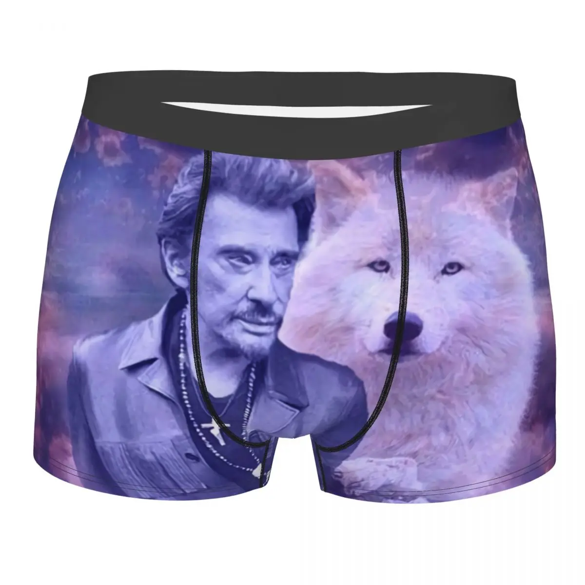 Male Cool Johnny Hallyday Underwear French Singer Rock Music Boxer Briefs Stretch Shorts Panties Underpants