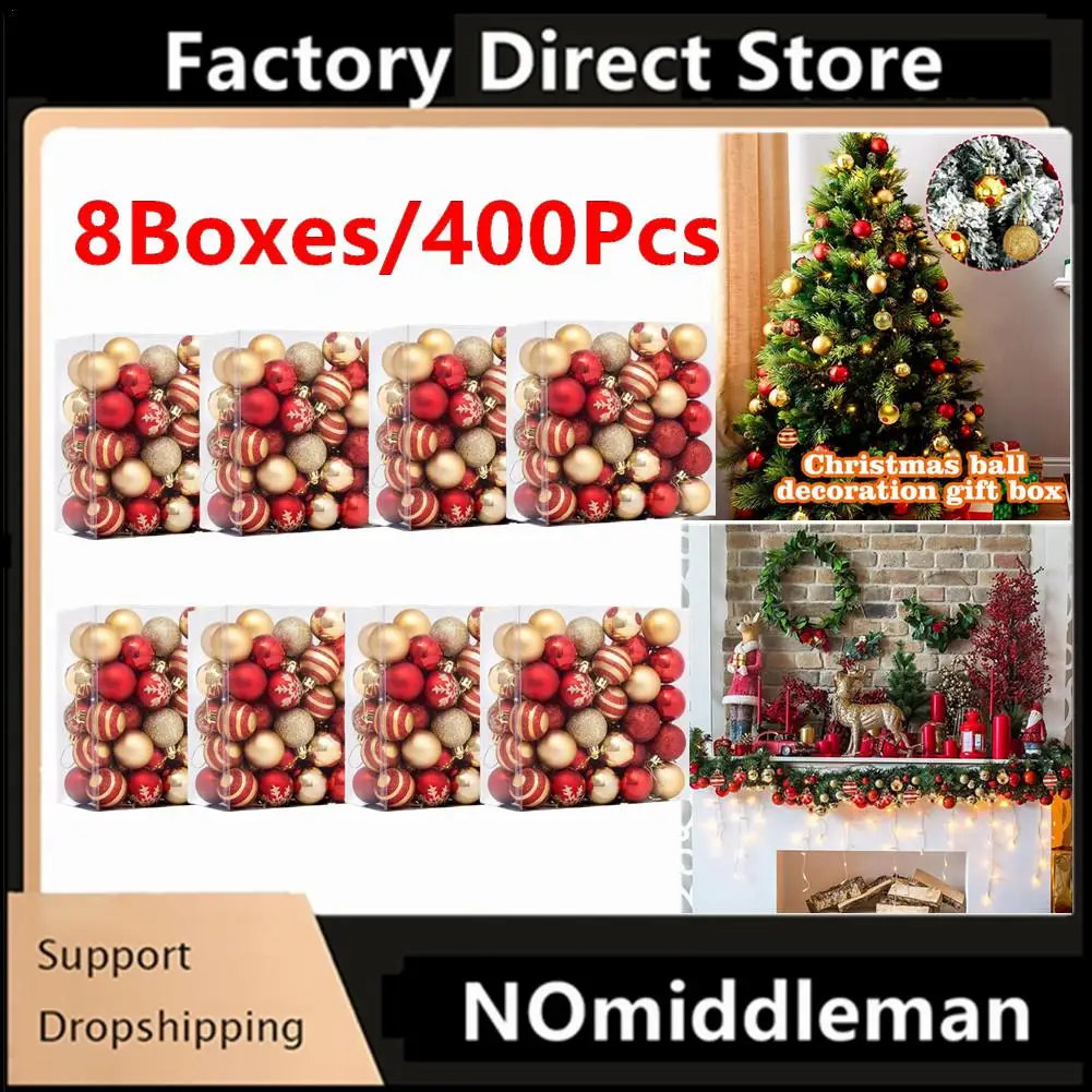 

400pcs Gold Red Christmas Decorations 2024 New Decoration Christmas Balls For Tree Red Red Balloons Party Supplies 4cm