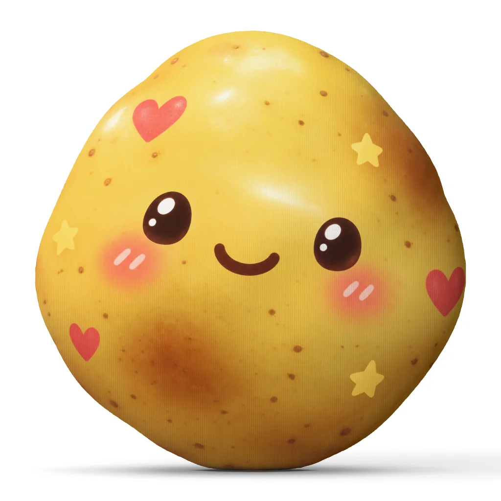 Kawaii Potato Shaped Stuffed Pillow Cute Smiling Cartoon Cushion Throw Pillow for Sofa Home Decor Accent Gift for Food Lovers