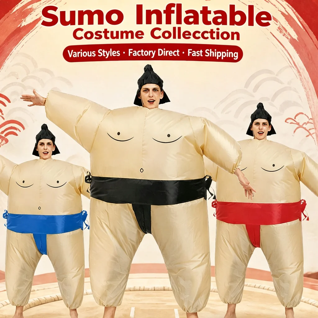 Adult Sumo Wrestler Inflatable Costume Set, Wearable Inflata