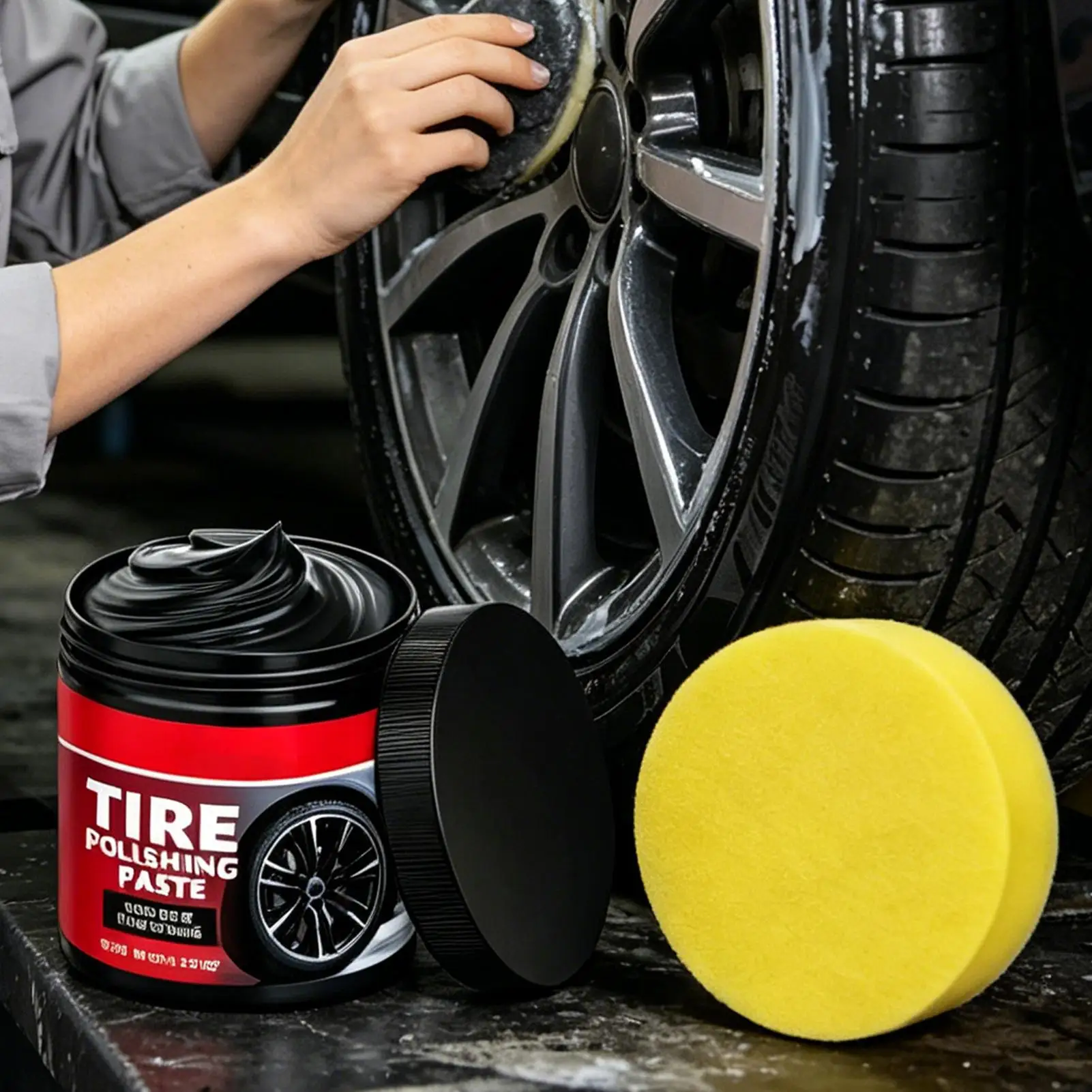 UV Protection Tire Dressing,100g Gloss Restorer With Sponge,Durable Product For Daily Tire Care And Surface Brightening