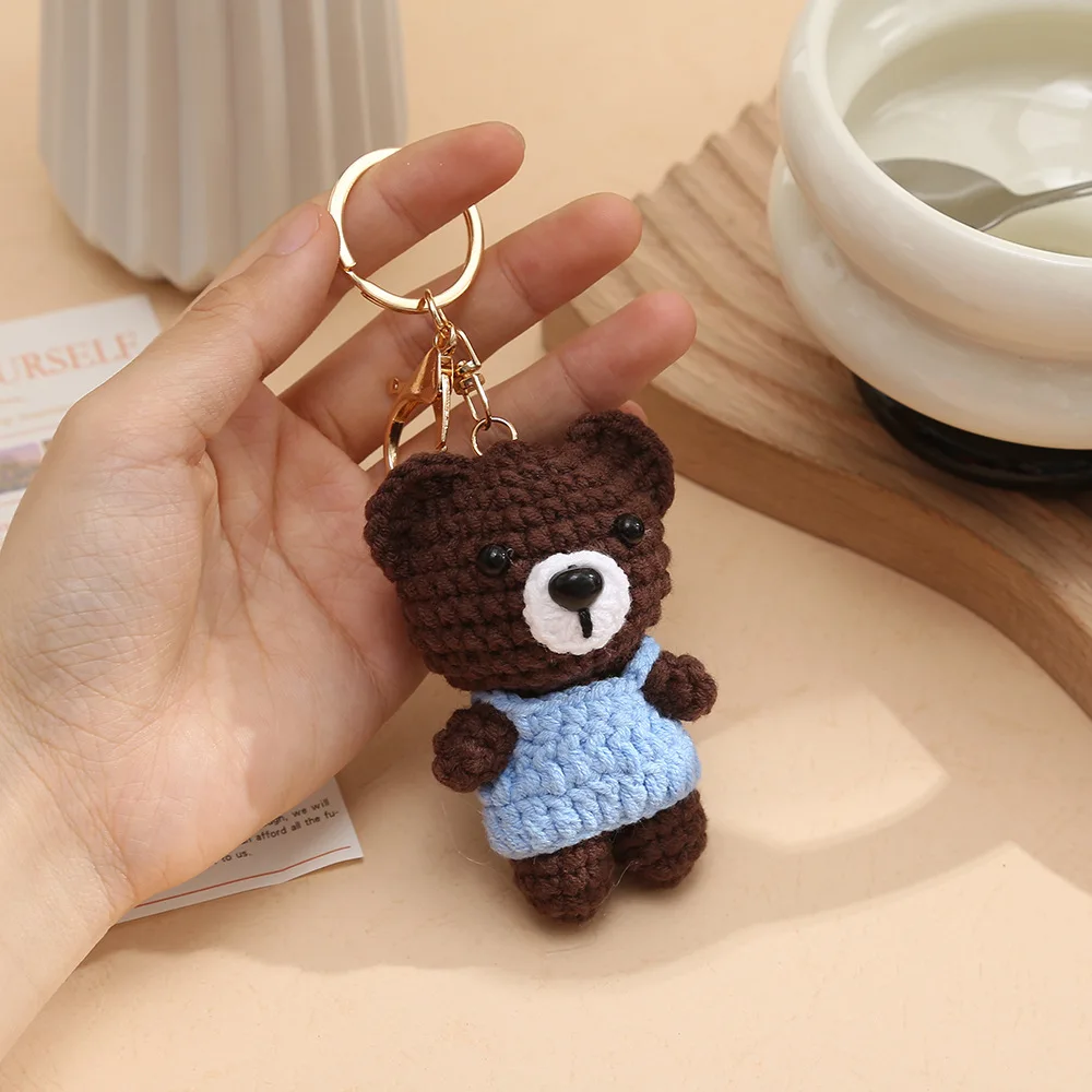 การ์ตูนสัตว์ชุดตุ๊กตาโครเชต์พวงกุญแจถักลูกสุนัข Keyrings สําหรับกระเป๋าจี้อุปกรณ์เสริมโครเชต์ Fox พวงกุญแจขายส่ง