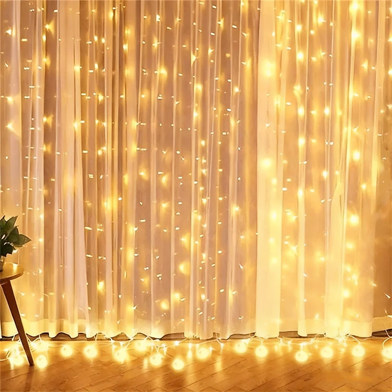 LED Curtain Lights String USB Plug 8 Mode Fairy Light with Remote Wedding Christmas Halloween Party Holiday Room Decor Aesthetic