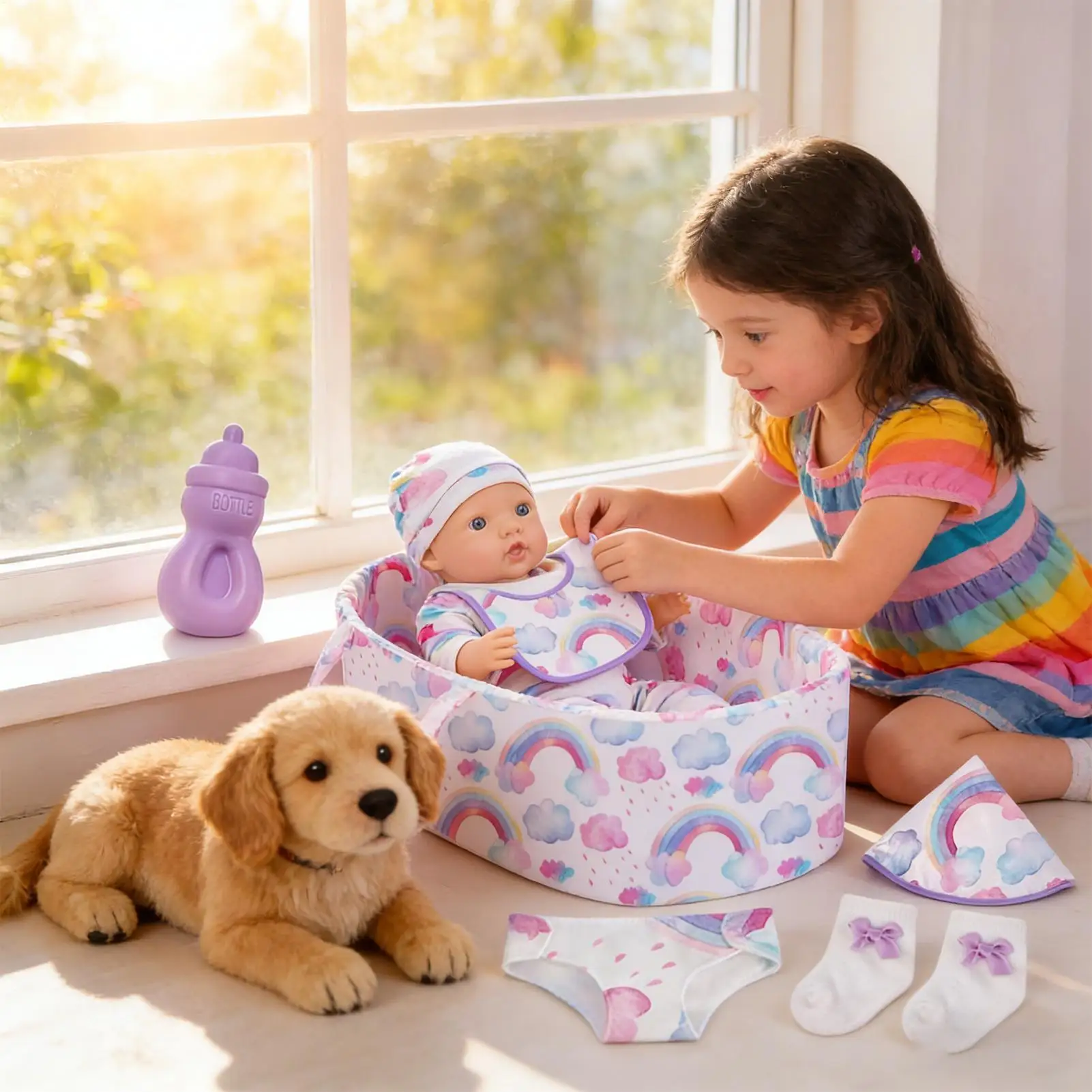 Abbigliamento per bambole Set da gioco da 18 pollici Set di vestiti per bambole giocattolo di moda realistico per bambini Ragazza Soggiorno Casa Desktop interno