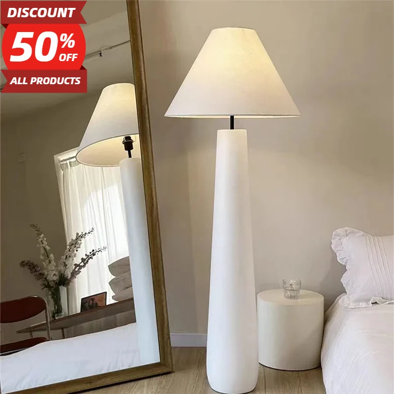 

Tall Fabric Floor Lamp Wabi Sabi White Mushroom Standing Lamp Foyer Bedroom Designer Sofa Showroom Decorative Lamp