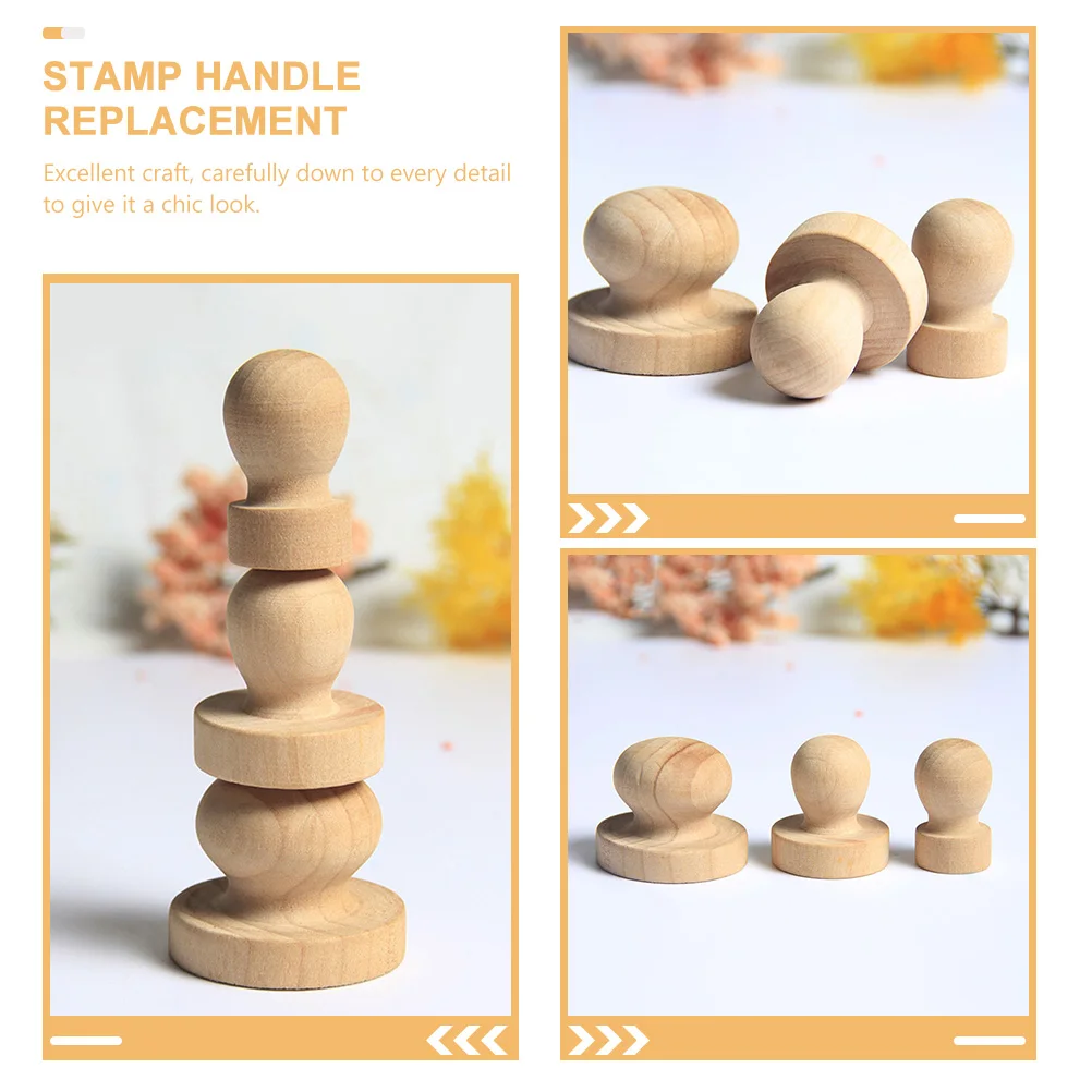 

12 Pcs Wooden Round Handle Seal Stamp Kit Scrapbook Invitation Replacement Parts Wedding