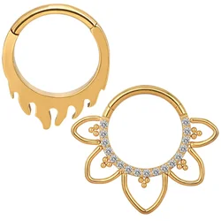 ASTM F-136 Titanium EAR Nose Ring PIERC ConHinged Segment Flame Ring Hoop Face Hinged Segment Clicker Labret Cartilage Piercing