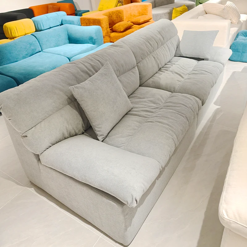Living Room Compression Sofa, Shrink-Wrapped Foam Sofa Customizable Fabric Couch,  Vacuum Compressed Cloud Sofa Furniture in Box