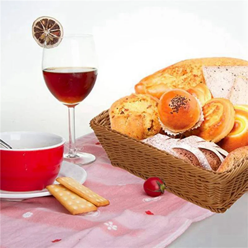 

Y51A-6 Pcs Rectangular Basket For Table Or Counter Display For Bread,Fruits And Vegetables Wicker Baskets For Markets,Bakery