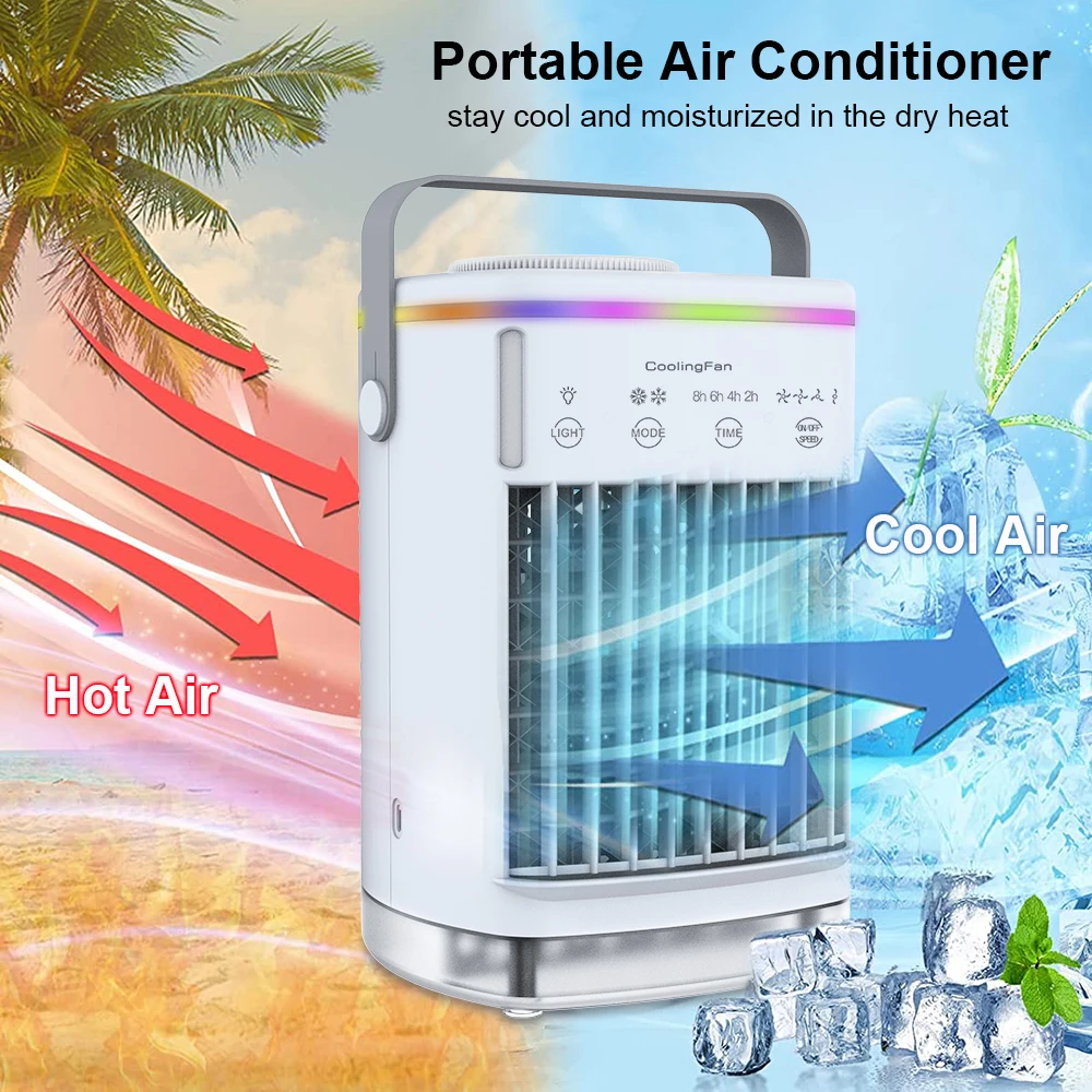 Portable Air Conditioner Cooling Fan Mini Air Cooler USB Air Conditioning Humidifier Fan Portable Air Conditioner Fan for Room