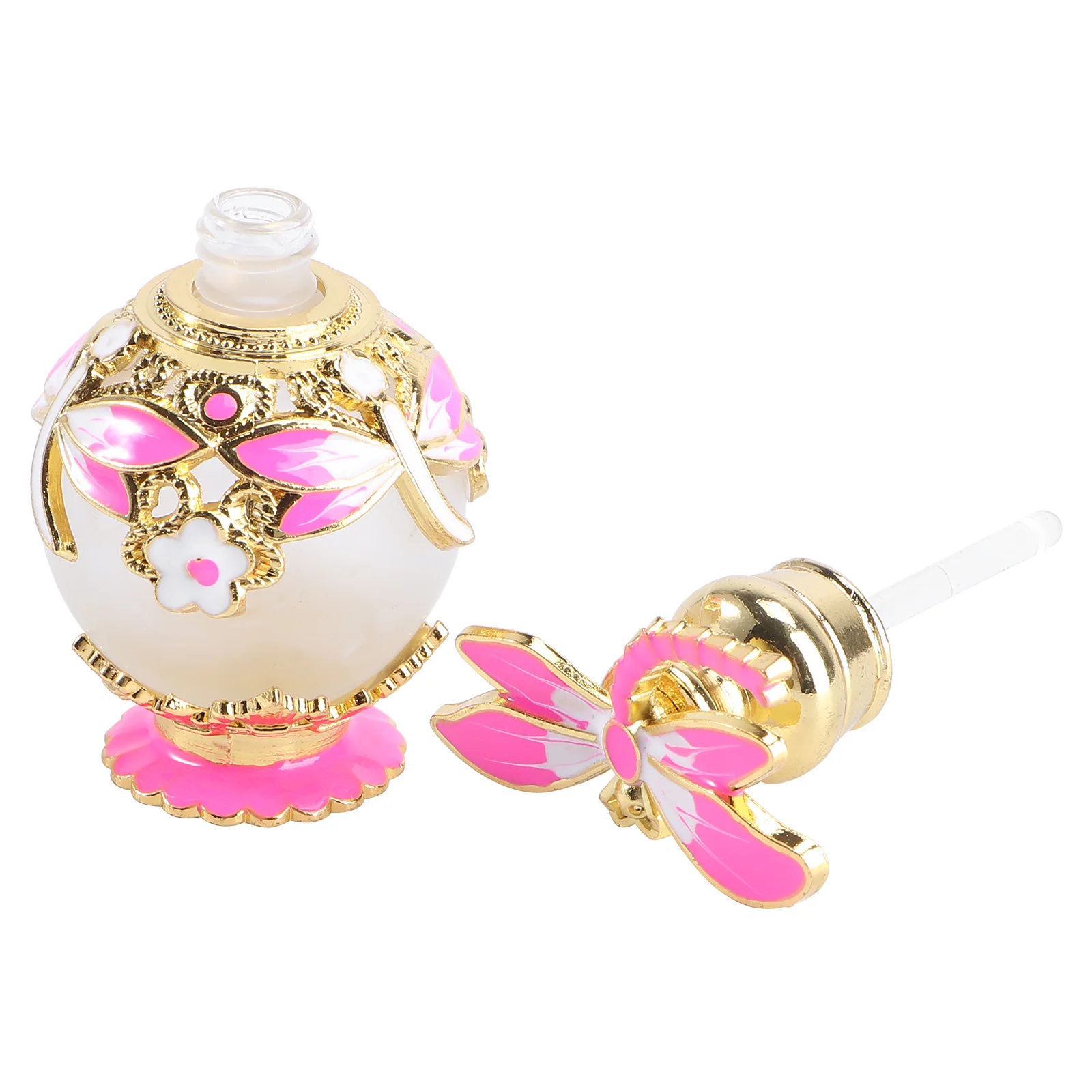 Bottiglia di profumo in vetro Decorazione libellula Coperchio elegante per la conservazione dell'olio essenziale Porta olio smerigliato ricaricabile Stile di lusso