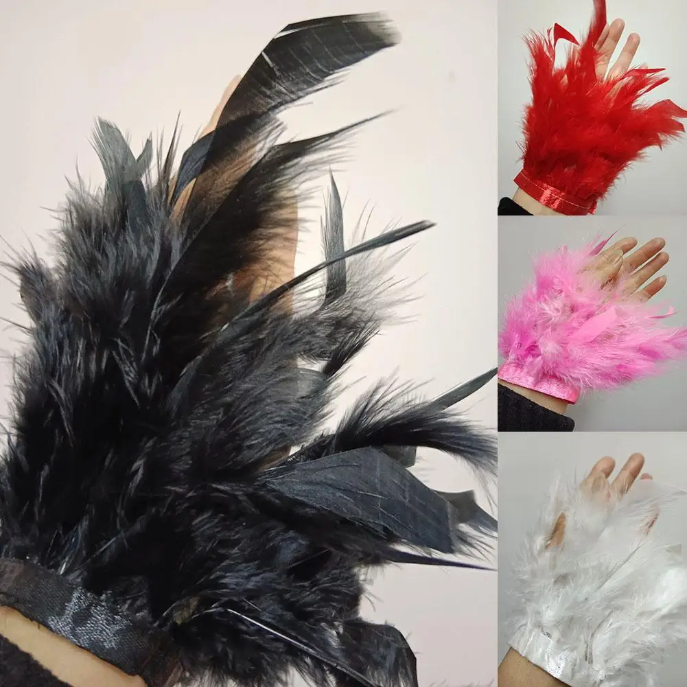 Ostrich Feather Cuff for women Feather cuffs for wrist Elegant feather snap bracelet nail photo cuffs Shirts cuffs with feather