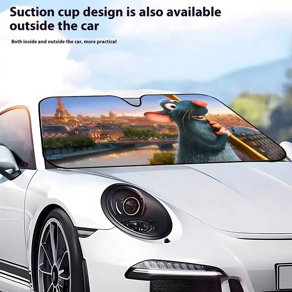 R-Ratatouille Cartoon Car Sunshade Covers Cover Universal Windscreen Folding Visor - view 2