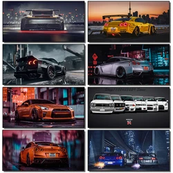 Car Wall Art Canvas Print GTR R34 VS Supra Vehicle Modern Poster Living Room Bedroom Home Decoration Painting