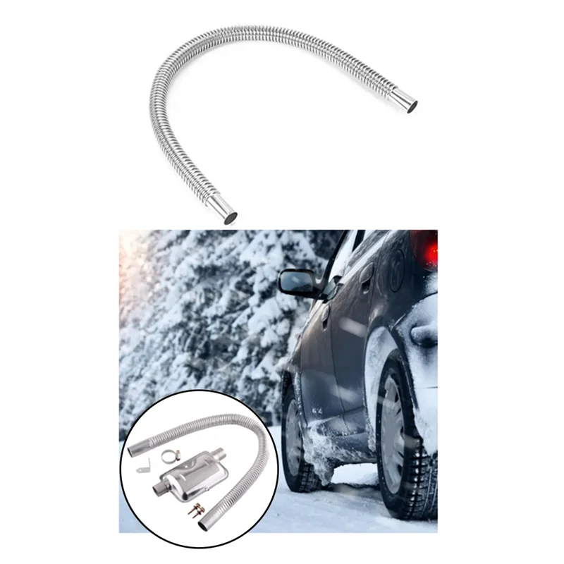 Parking Heater Stainless Steel Exhaust Muffler Hose Spiral Thread Exhaust Chimney Exhaust For12/24V Auxiliary Car Heater 300CM