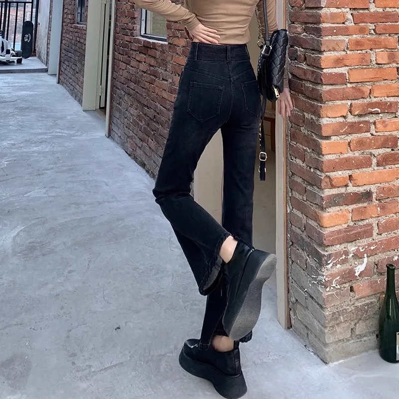 

Low Rise Jeans Women'S Trousers Drawstring Elastic Waist Relaxed Loose Fit Female Denim Fashion Comfortable Basic Simple Daily