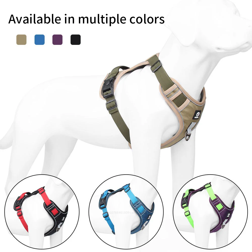 Adjustable Harness Dog Reflective Safety Training Walking Chest Vest Leads Collar For French Bulldog Pets Dogs Accessories