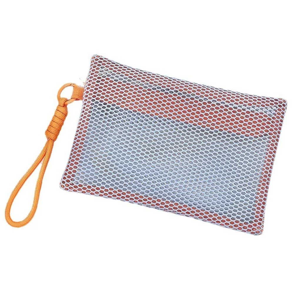 

Fashion Handle Nylon Makeup Bag Transparent Reusable Mesh Cosmetic Bag Coin Purse Lightweight Square Toiletry Bag Office