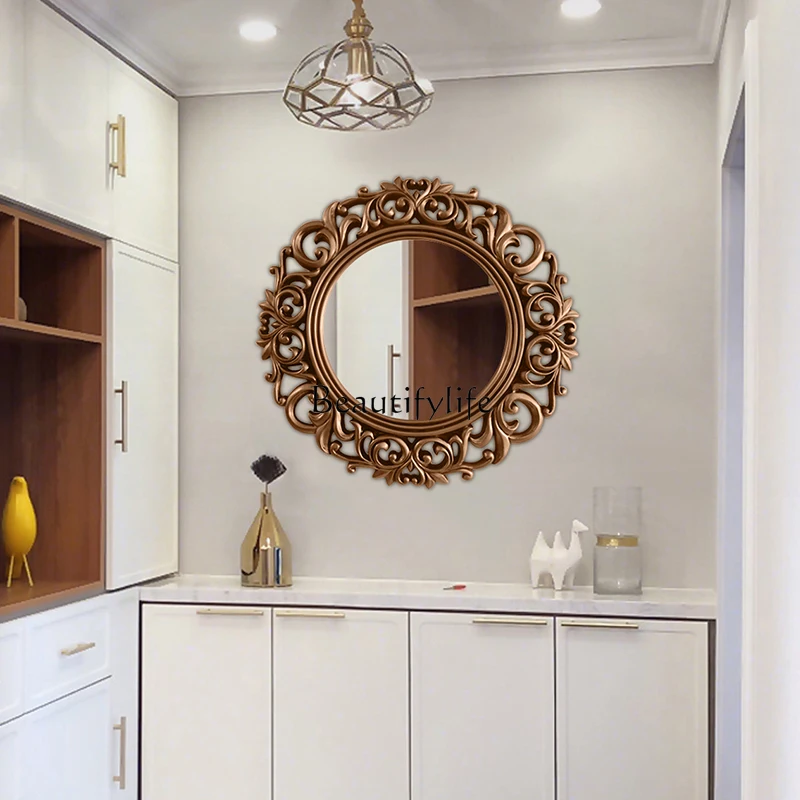 

Round carved sunglasses fireplace living room hanging mirror decorative mirror