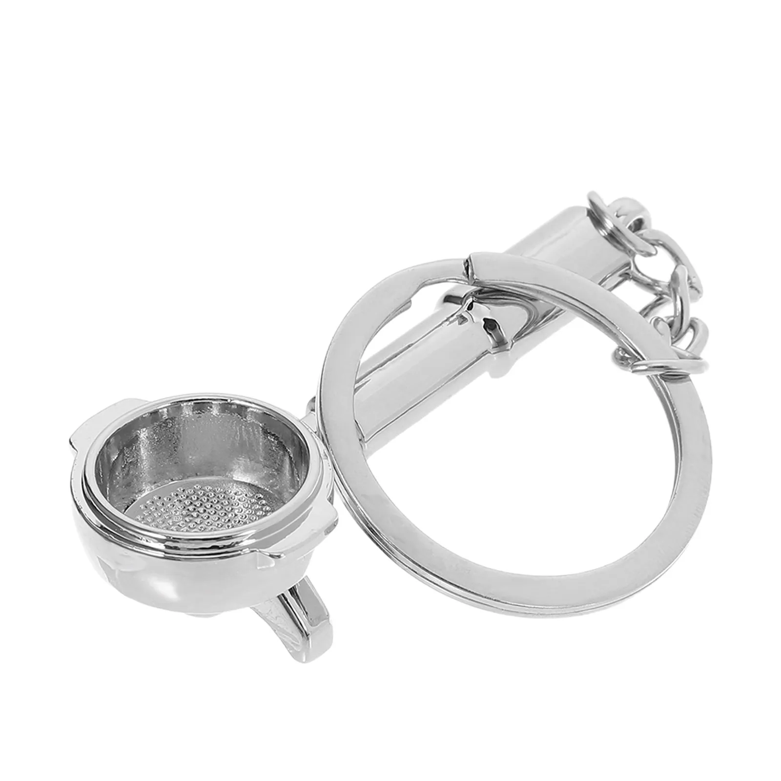 Coffee Keychain Polished Metal 3D Coffee Spoon Measuring Tool Keyring Versatile Car Key Holder Bag Charm Decorative Pendant