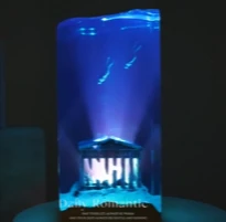 

Creative Marine Art Home Decorations Handicrafts Wooden Resin Sculptures Cave-like Whale Diver Tabletop Luminous Ornament Gift