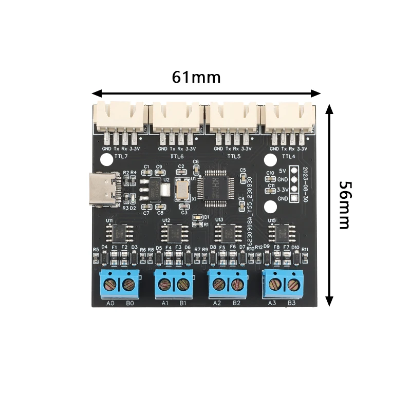 USB auf 4 8-Wege-RS485-Seriell-Port Typ C auf 4 8-Wege 485-Mehrkanal-UART TTL CH348 HUB RS485-Modul-Erweiterungsplatine YR-6028 – Detail 5