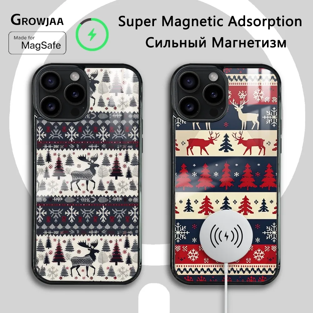 

Christmas Adorable Reindeer Phone Case For iPhone 15 14 13 12 11 Pro Max Plus Mini Mirror Wireless Magnetic Cover