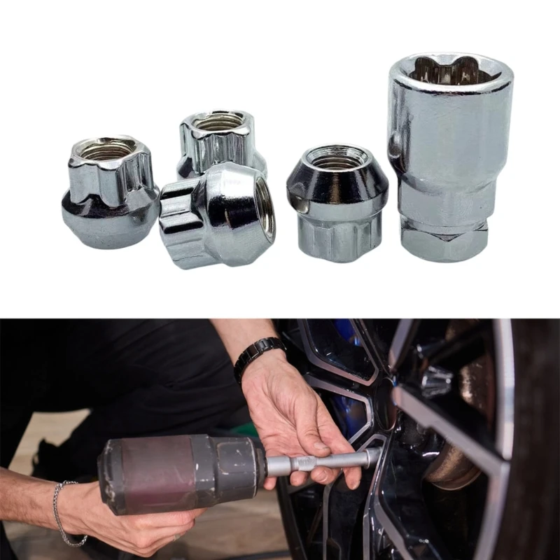 5Pcs Heavy Duty Vehicle Wheel Lock Anti Theft Lug Bolts Weather Resistant