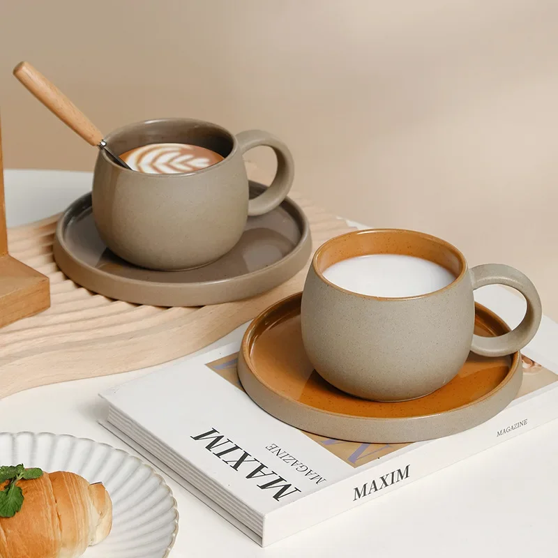 Ceramic Mug Saucer Espresso Cup Saucer Set Simple Creative Water Cup Home Office Afternoon Tea Cup Saucer Japanese Drinkware