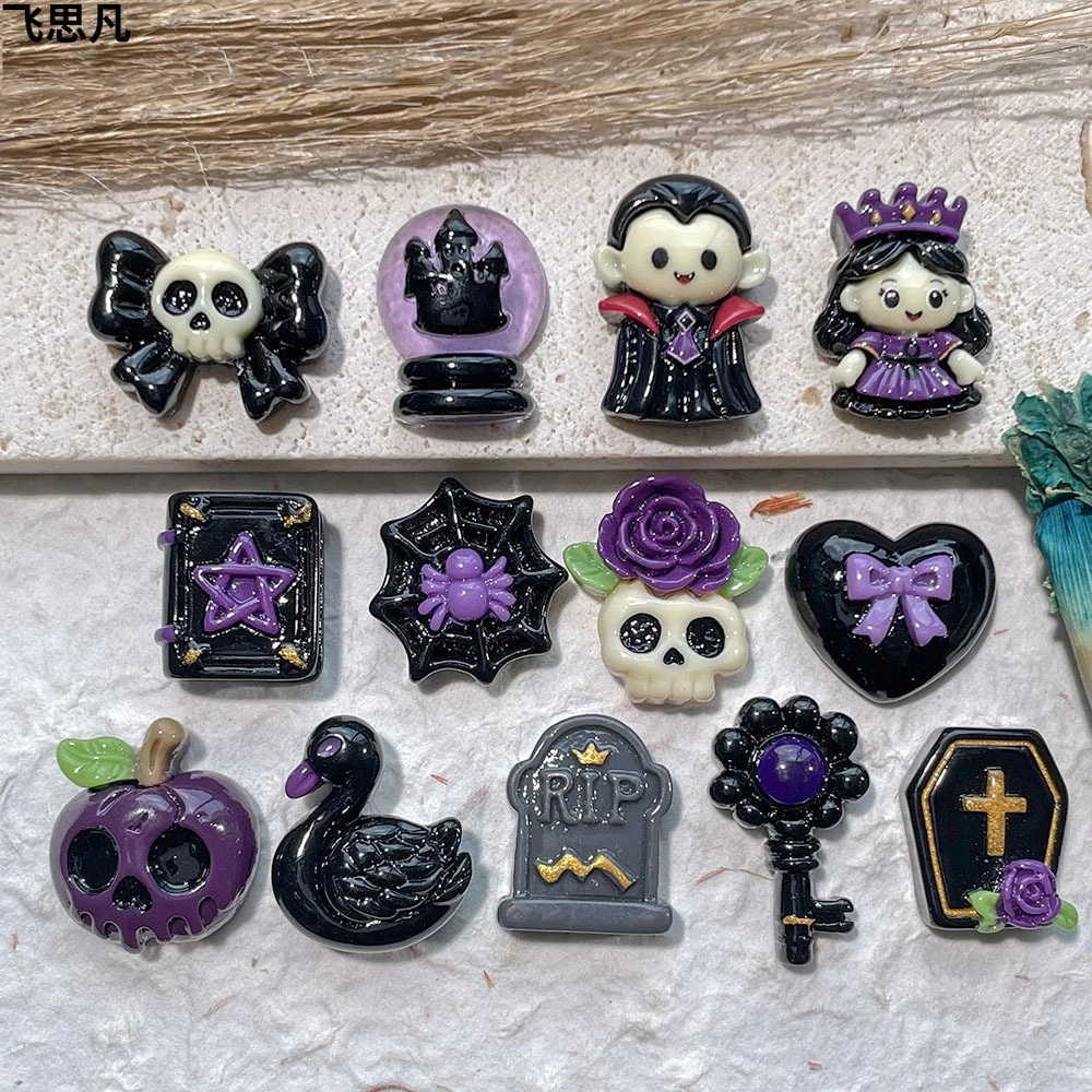 100pcs Halloween Series Flatback Resin Cabochon Cute Refrigerator Phone Case Hairpin Keychain Earrings Scrapbook DIY Accessories